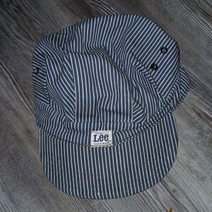 Lee vintage blue white stripe railroad engineer conductor hats  Sz 6 3/4